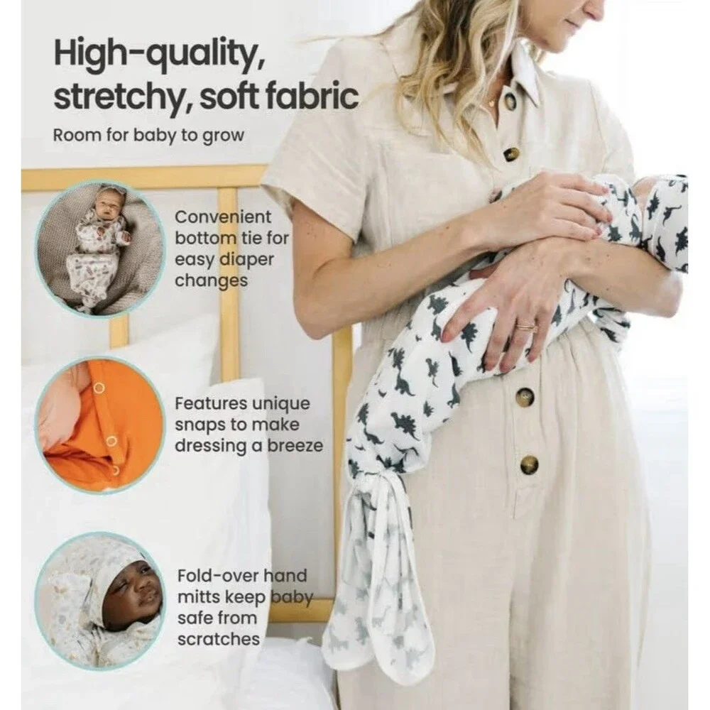 Copper Pearl Newborn Baby Knotted Gown Set Camel Ferra Floral Sleeper 2pc